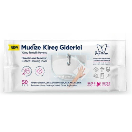 Вологі серветки для прибирання ванної кімнати Papilion Miracle Lime Remover, 50 шт